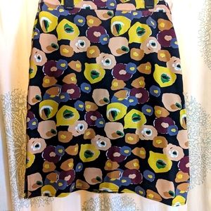 Modcloth stretchy colorful printed skirt with side slits